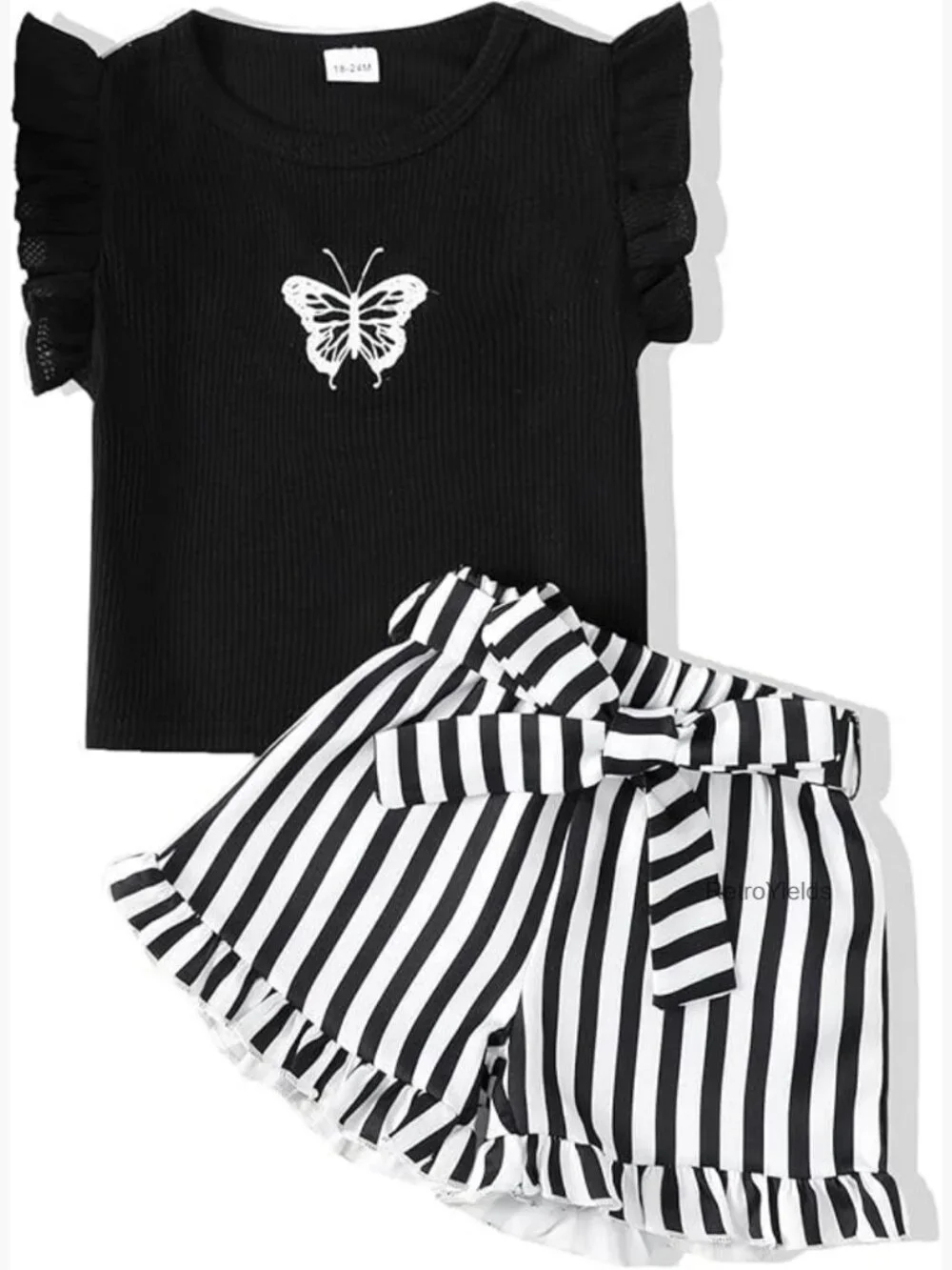 Toddler Girls 2 Piece Summer Outfit Heart Tank Top & Shorts
